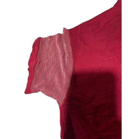 Blue 84 Womens Red V Neck Short Sleeve Hi Low Casual Blouse Top Size Medium - Picture 4 of 4